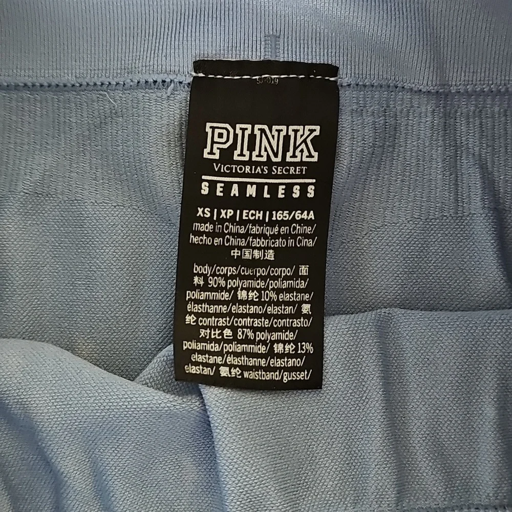 PINK Victoria's Secret Ribbed Sky Blue Leggings, Size Extra Small